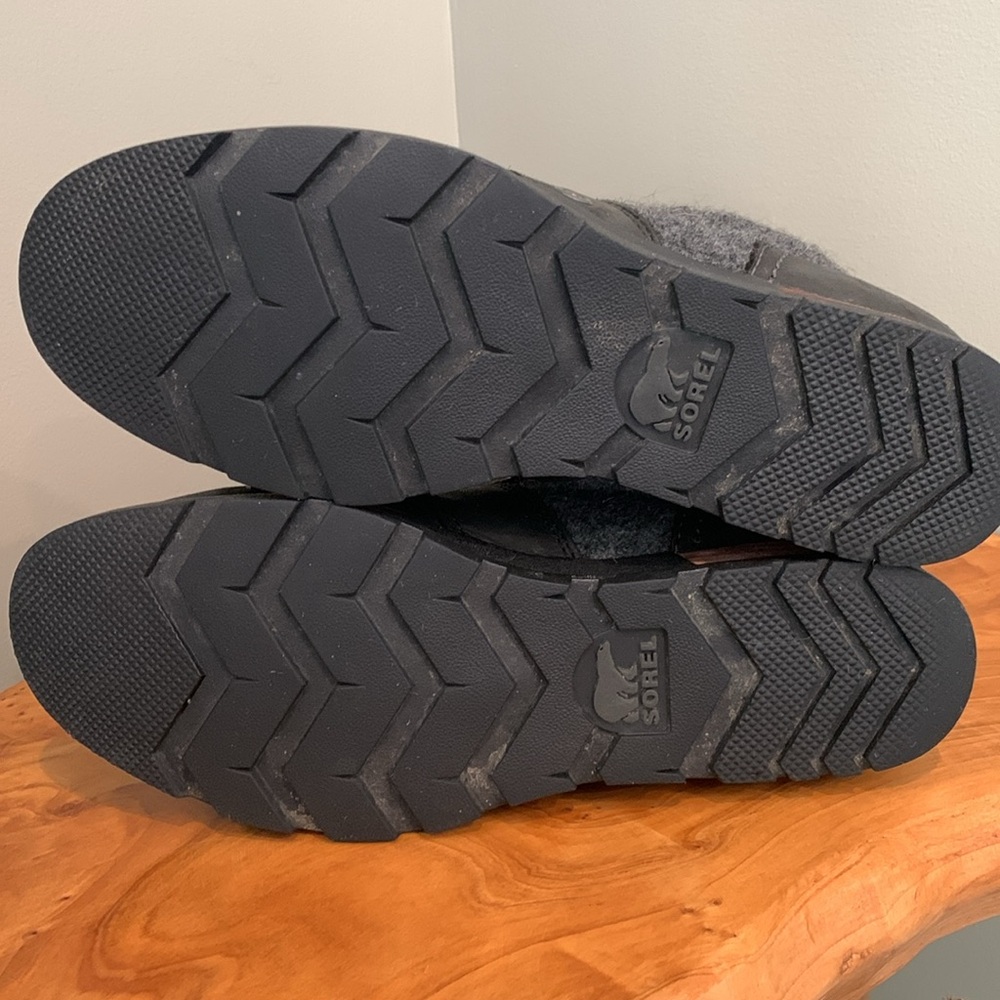 Sorel Major Carly Winter Boots Black Gray Leather NL2324-010 Mid Calf 7.5 - Picture 10 of 10